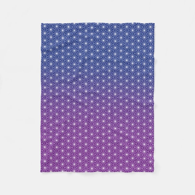 Couverture Polaire Japonais Asanoha traditionnel imprimé bleu & viole (Devant)