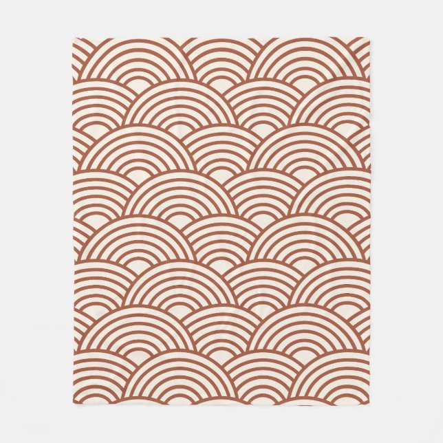 Couverture Polaire Japonaise Seigaiha Vave Rust Terracotta (Devant)