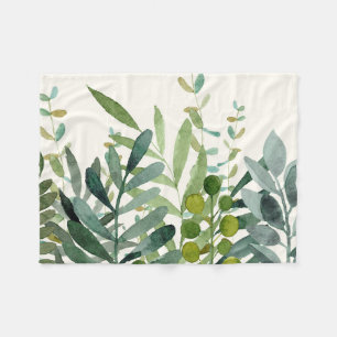 Couverture Polaire Jardin - Aquarelle Rustique Botanique Feuille 
