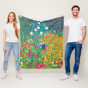 Couverture Polaire Jardin aux fleurs, Gustav Klimt