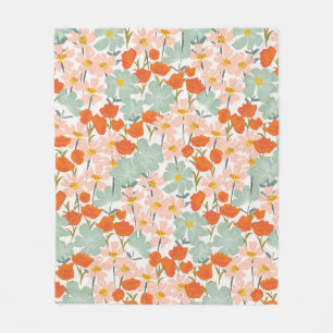 Couverture Polaire Jardin de belles fleurs dessinées à la main en ros