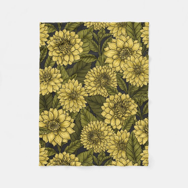 Couverture Polaire Jardin de Dahlia jaune (Devant)