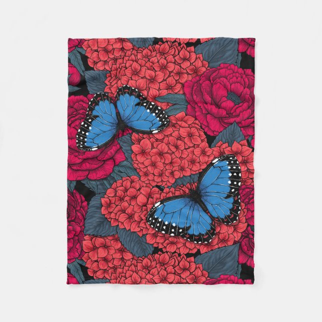 Couverture Polaire Jardin de morpho bleu (Devant)