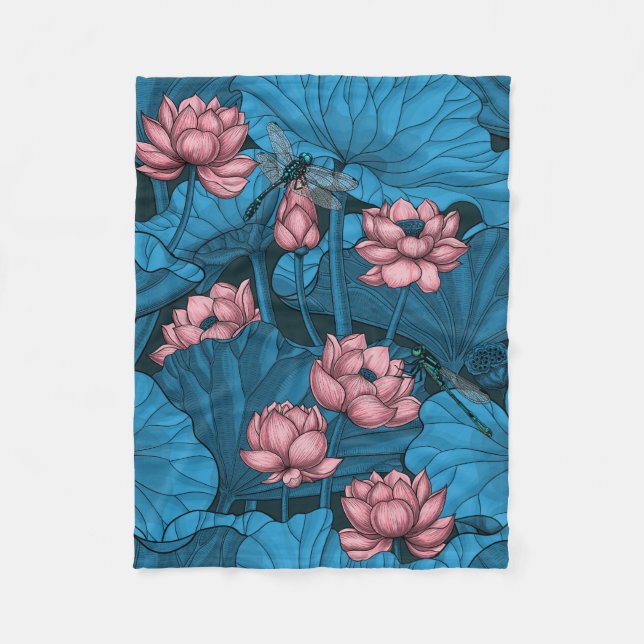 Couverture Polaire Jardin du lotus nocturne (Devant)