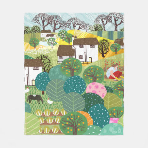 Couverture Polaire Jardin, ferme, nature et campagne. illu vintage