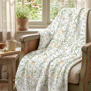 Couverture Polaire Jardin Floral Botanique de Fleurs Sauvages Cottage