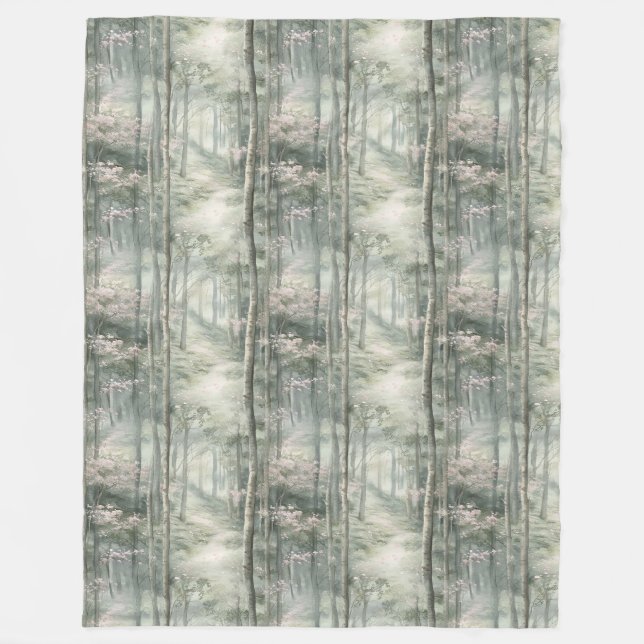 Couverture Polaire Jardin floral rose enchanté (Devant)
