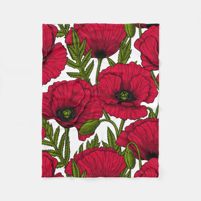 Couverture Polaire Jardin Red Poppy 2 (Devant)