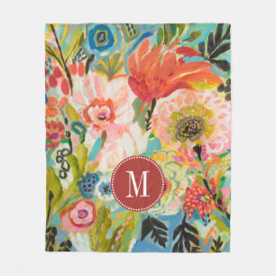 Couverture Polaire Jardin secret III floral du monogramme
