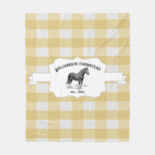 Couverture Polaire Jaune Buffle Plaid Farm Horse Fleece Blanche