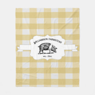 Couverture Polaire Jaune Buffle Plaid Farm Pig Fleece Blanche