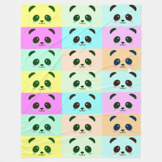 Couverture Polaire Jaune coloré de vert bleu de rose d'ours panda