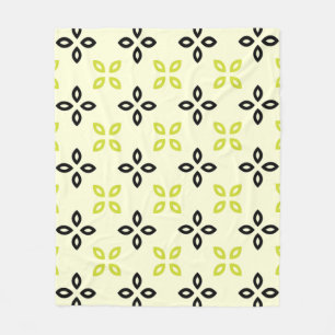 Couverture Polaire Jaune Feuille verte Pétale Motif de la nature