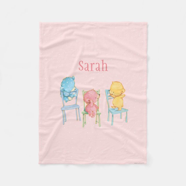 Couverture Polaire Jaune, rose, et bleu concerne des chaises (Devant)