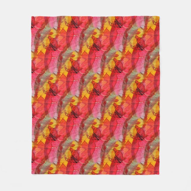 Couverture Polaire Jaune rouge d'art d'aquarelle (Devant)