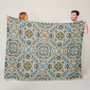 Couverture Polaire Jaune Vert Turquoise Bleu Orange Hip Bohème Art