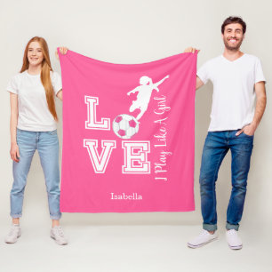 Couverture Polaire Je Joue Comme Une Fille - Football Rose