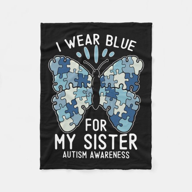 Couverture Polaire Je Porte Du Bleu Pour Ma Soeur Sensibilisation sur (Devant)