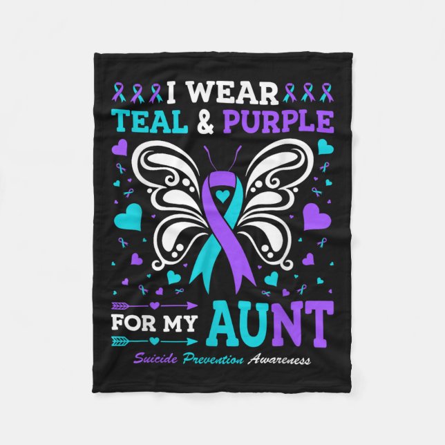 Couverture Polaire Je Porte Turquoise &amp ; Violet Pour Ma Tante (Devant)