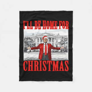 Couverture Polaire Je serai à la maison pour Noël Père Noël drôle Tru