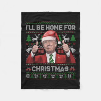 Couverture Polaire Je serai à la maison pour Noël Père Noël Trump 202