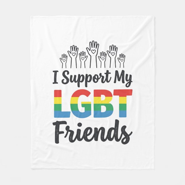 Couverture Polaire Je soutiens mes amis LGBT Vectoriel de Fierté Arc- (Devant)