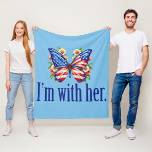 Couverture Polaire Je suis avec son papillon bleu Kamala