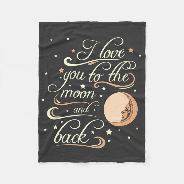 Couverture Polaire Je t'aime au noir de lune et de dos (Devant)