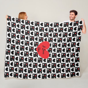 Couverture Polaire Je T'Aime, Blanc Rouge Noir Blanche Fleece