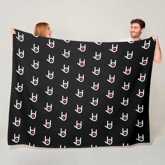 Couverture Polaire Je T'Aime Blanche En Toison Noire (En situation)