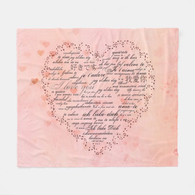 Couverture Polaire Je t'aime dans différentes langues (Devant (Horizontal))