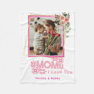 Couverture Polaire JE T'AIME MAMAN Maman Personnalisé Photo Moderne 