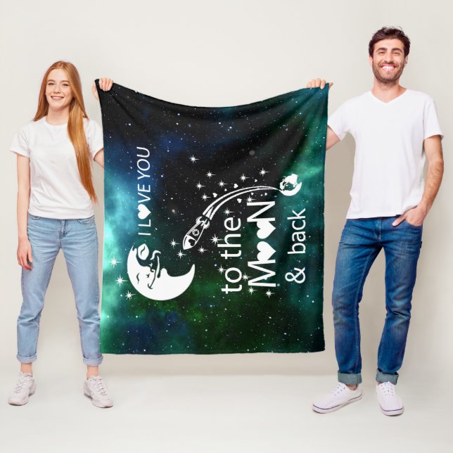 Couverture Polaire Je T'Aime Sur La Lune Et De Retour (En situation)