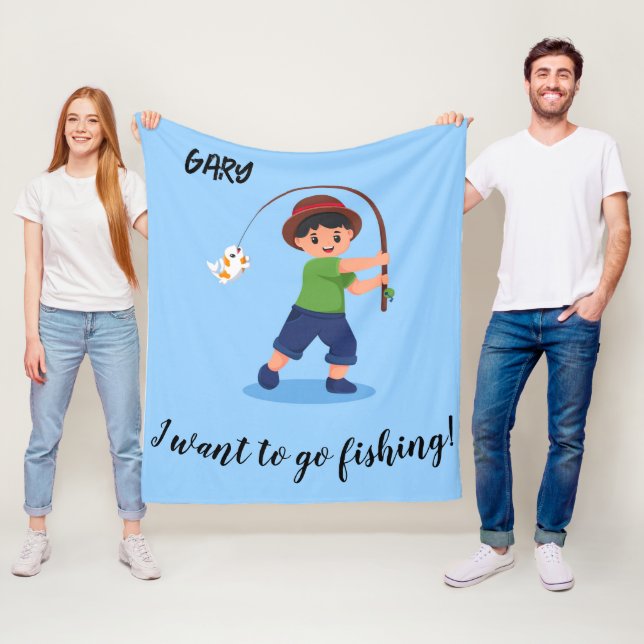 COUVERTURE POLAIRE "JE VEUX ALLER PÊCHER" BLANKET POUR LES GARÇONS (En situation)