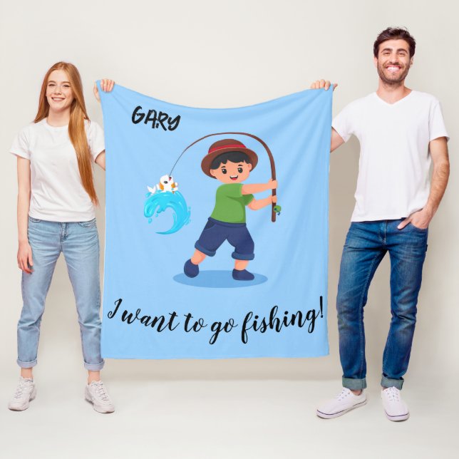COUVERTURE POLAIRE "JE VEUX ALLER PÊCHER" BLANKET POUR LES GARÇONS (En situation)
