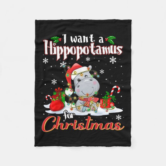 Couverture Polaire Je Veux Un Hippopotame Pour Noël Funny Xmas Hip (Devant)