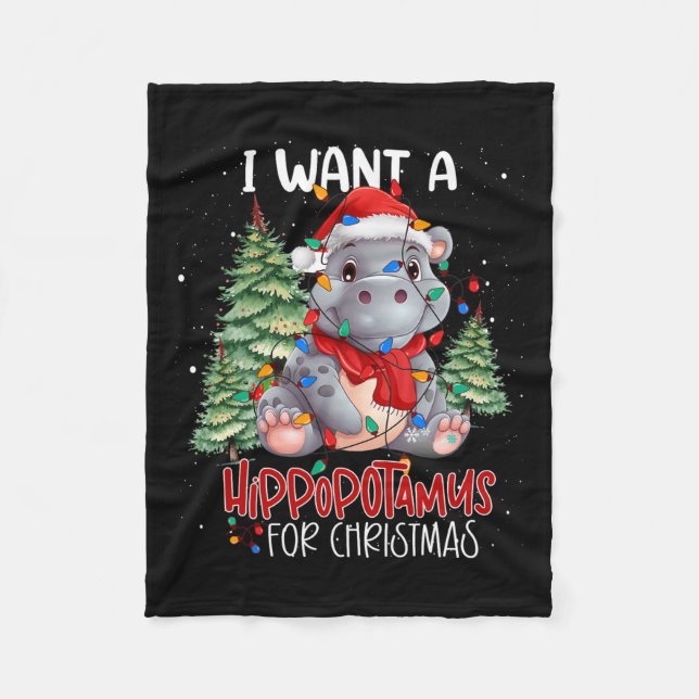 Couverture Polaire Je Veux Un Hippopotame Pour Noël Hippo De Noël Pou (Devant)