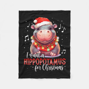 Couverture Polaire Je Veux Un Hippopotame Pour Noël Hippo De Noël Pou