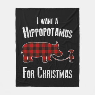 Couverture Polaire Je Veux Un Hippopotame Pour Noël Rouge Plaid