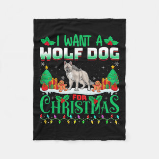 Couverture Polaire Je Veux Un Loup Pour Noël Loup De Neige Lover Xma