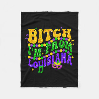 Couverture Polaire Je viens de Louisiana Mardi Gras Fleur De Lis Fat 