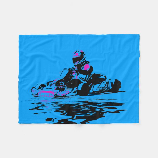 Couverture Polaire Je vis à Kart - Go Kart Racer (Devant (Horizontal))