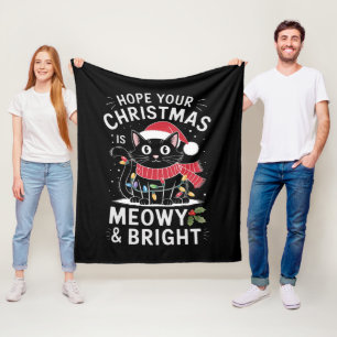 Couverture Polaire J'espère que votre Noël est Meowet Bright Cat Noël