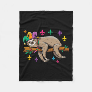Couverture Polaire Jester Sloth Animal Cute Funny Mardi Gras Carnival