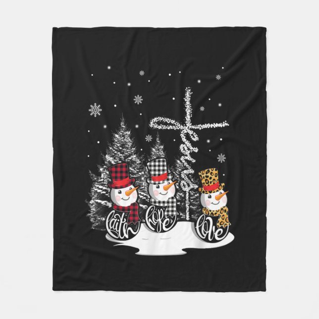 Couverture Polaire Jésus amour | Jesus Faith Hope Love Snowman (Devant)