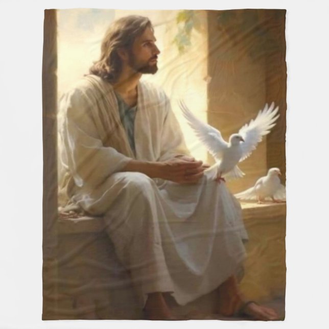 COUVERTURE POLAIRE JÉSUS AVEC DES DOVES (Devant)