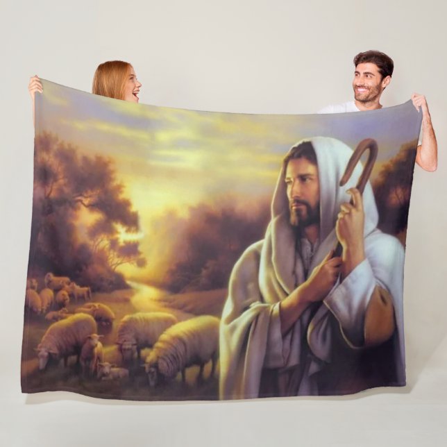 Couverture Polaire JÉSUS avec FLOCK (En situation)