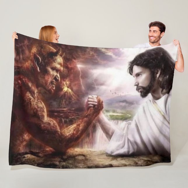 Couverture Polaire JÉSUS contre le DIABLE (En situation)