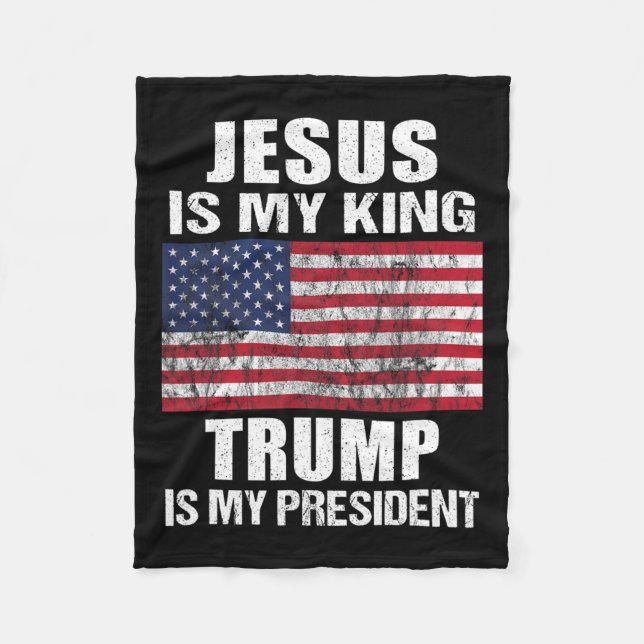 Couverture Polaire Jésus est mon roi Trump est mon président (Devant)