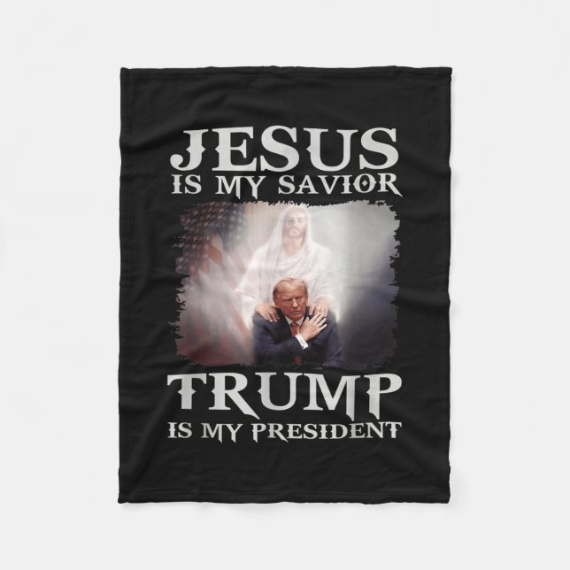 Couverture Polaire Jésus Est Mon Sauveur Trump Est Mon Président (Devant)